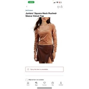 Long sleeve velvet top Large‎ square neck blush color